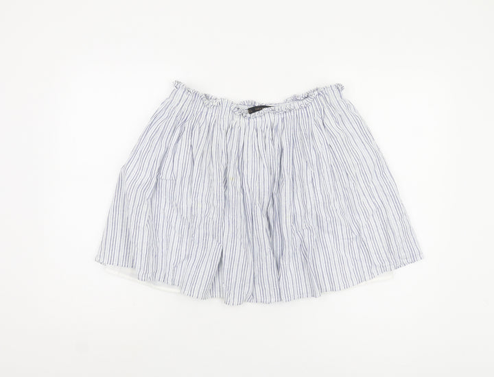 Zara Basic Women's Blue Striped Cotton Skirt - L