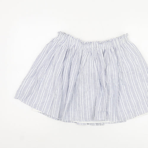 Zara Basic Women's Blue Striped Cotton Skirt - L