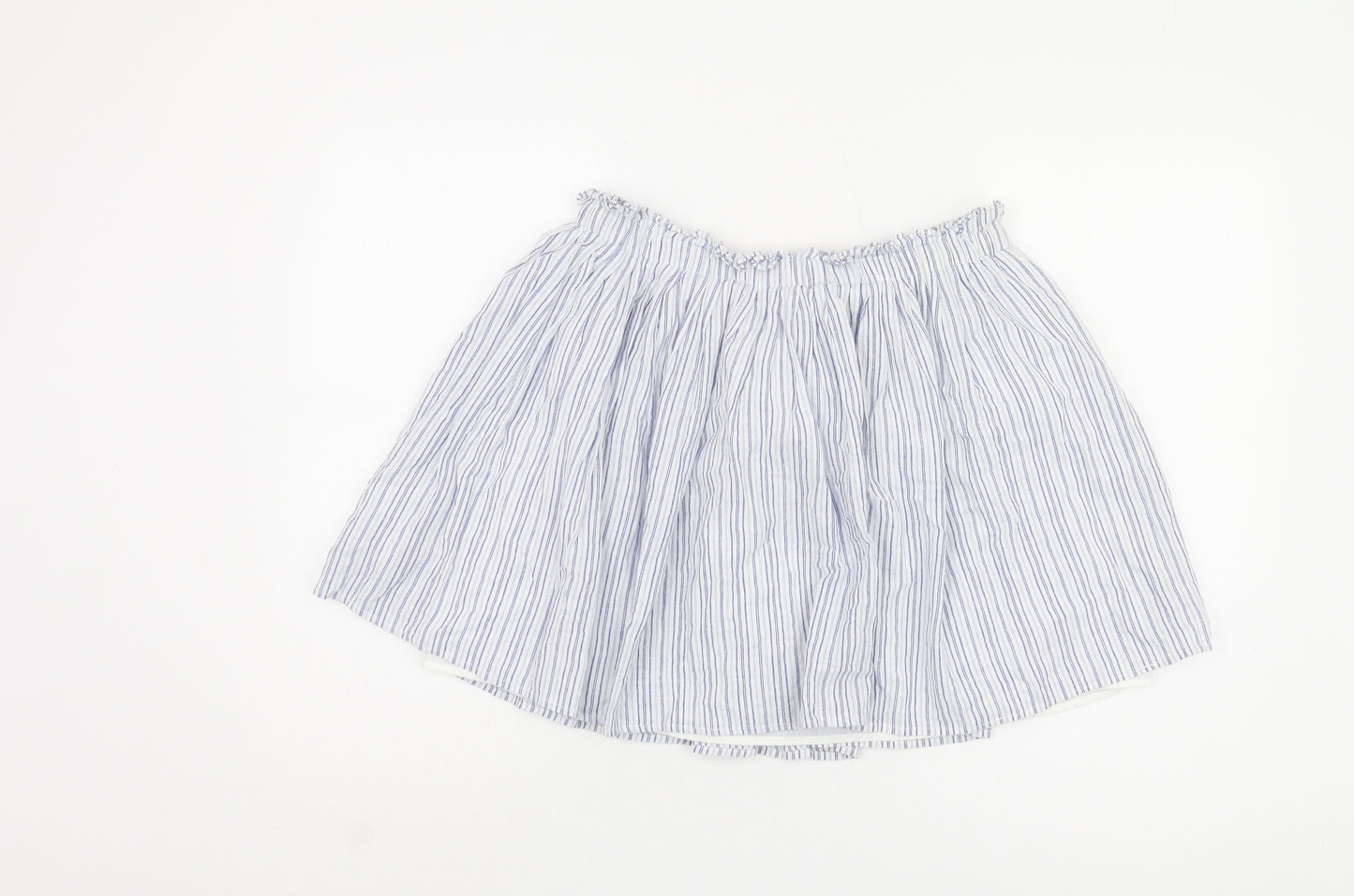 Zara Basic Women's Blue Striped Cotton Skirt - L