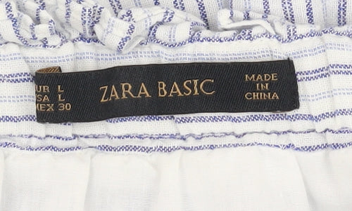 Zara Basic Women's Blue Striped Cotton Skirt - L