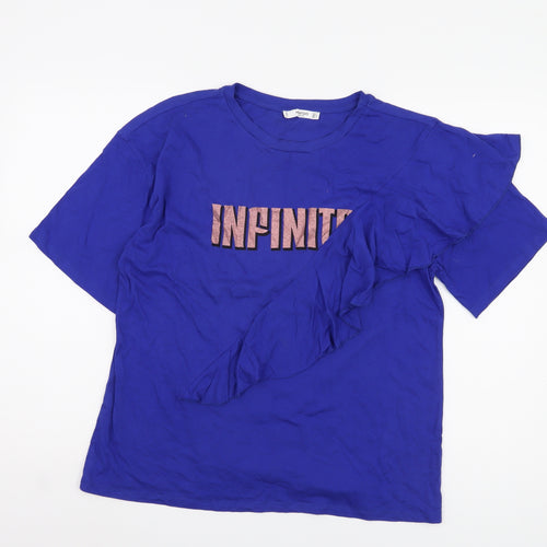 Mango Women's Blue T-Shirt, Size 12, Casual Style