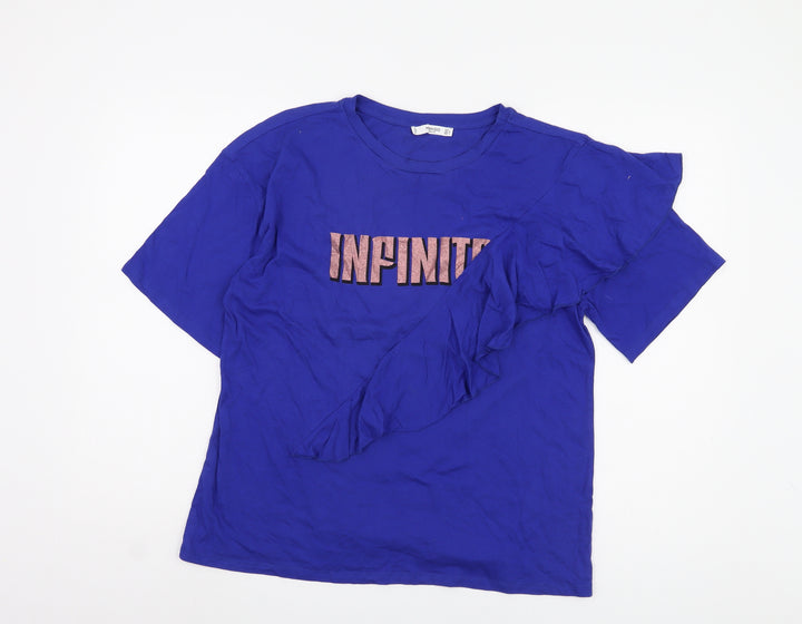 Mango Women's Blue T-Shirt, Size 12, Casual Style