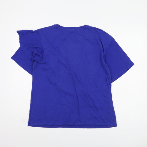 Mango Women's Blue T-Shirt, Size 12, Casual Style