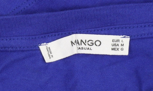 Mango Women's Blue T-Shirt, Size 12, Casual Style