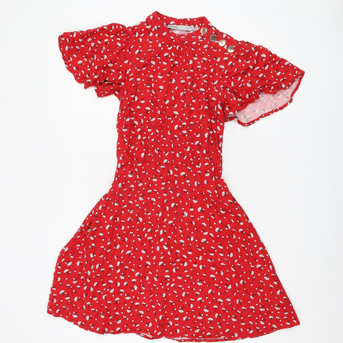 Oasis Women's Red Floral Short A-Line Dress