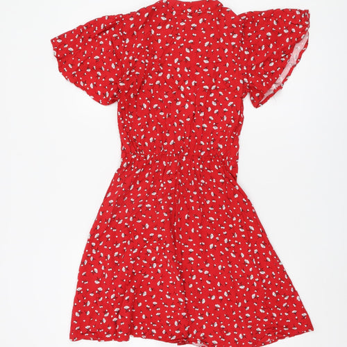 Oasis Women's Red Floral Short A-Line Dress