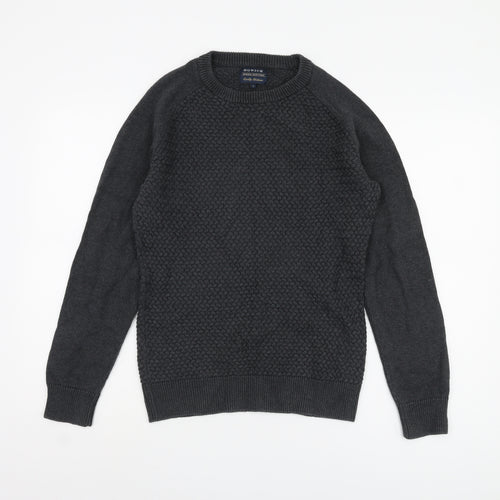 Howick Men's Black Waffle-Knit Pullover Jumper S