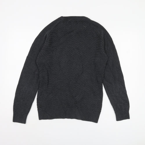 Howick Men's Black Waffle-Knit Pullover Jumper S