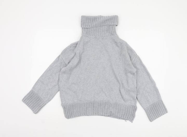 Marks and Spencer Women's Grey Roll Neck Jumper, Size 12