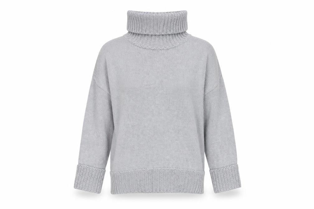 Front view of Marks & Spencer Women's Grey Roll Neck Jumper, size 12