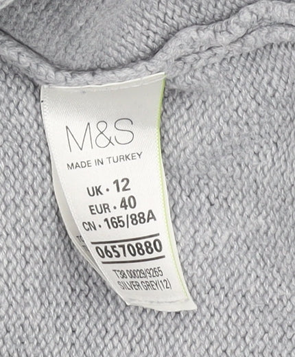 Marks and Spencer Women's Grey Roll Neck Jumper, Size 12