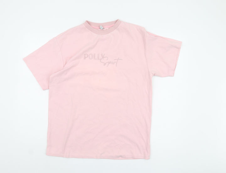 Oh Polly Women's Pink T-Shirt - Size 6, Summer Casual