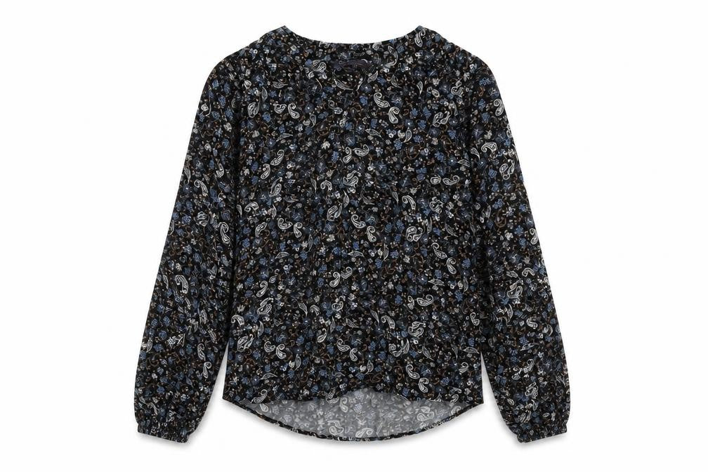 Front view of Marks & Spencer Women's Black Paisley Blouse, size 8