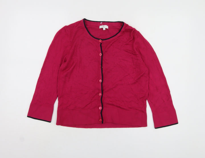 CC Women's Red Cardigan S Crew Neck Long Sleeve