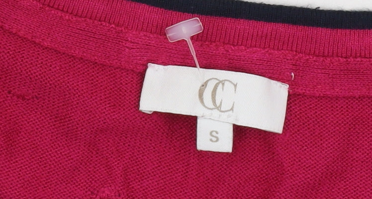 CC Women's Red Cardigan S Crew Neck Long Sleeve