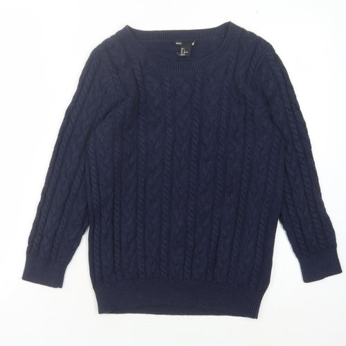 H&M Women's Blue Cable-Knit Pullover Jumper, Size S