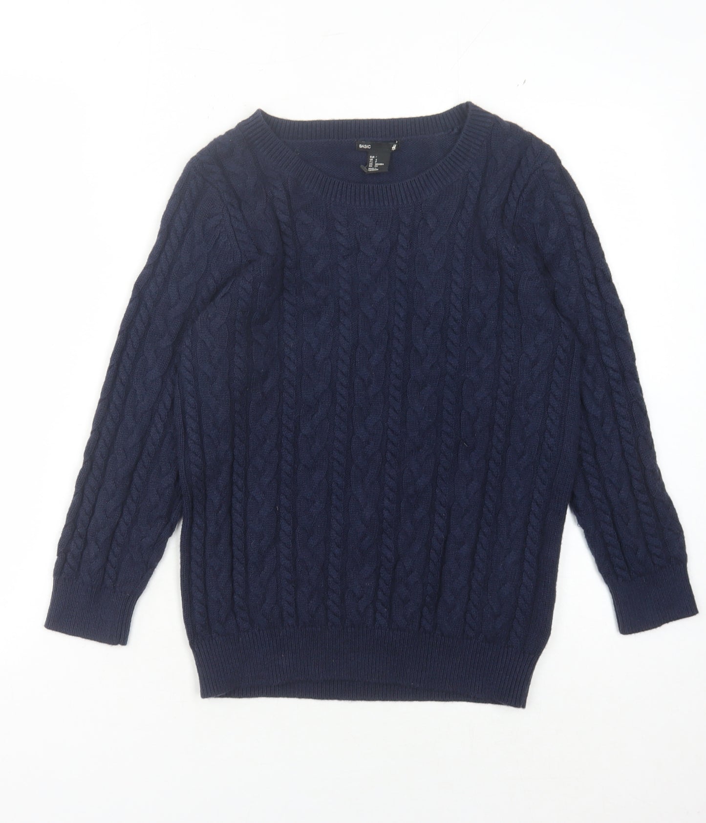 H&M Women's Blue Cable-Knit Pullover Jumper, Size S