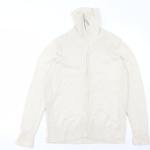Marks and Spencer Women's Beige Full Zip Cotton Jumper
