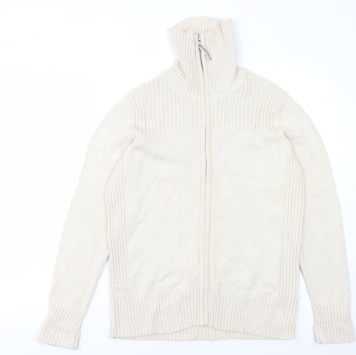 Marks and Spencer Women's Beige Full Zip Cotton Jumper
