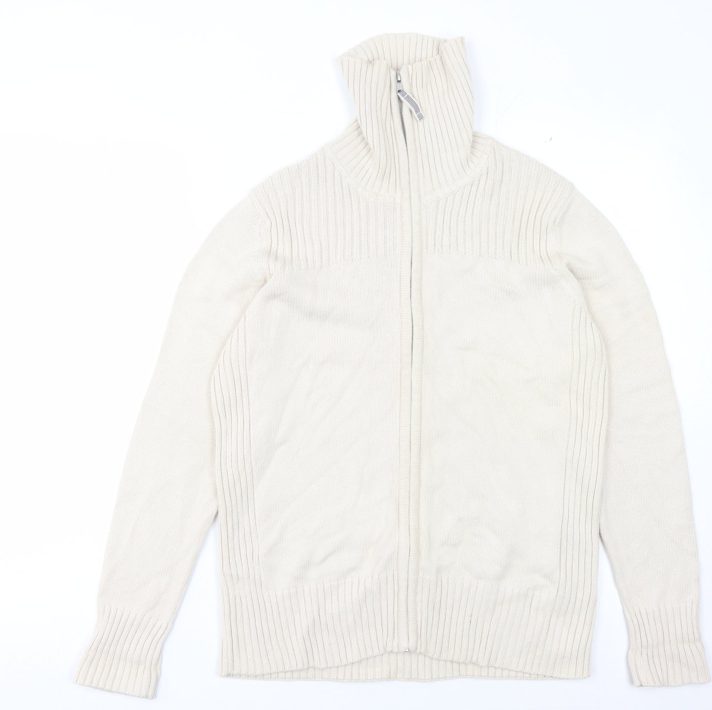 Marks and Spencer Women's Beige Full Zip Cotton Jumper