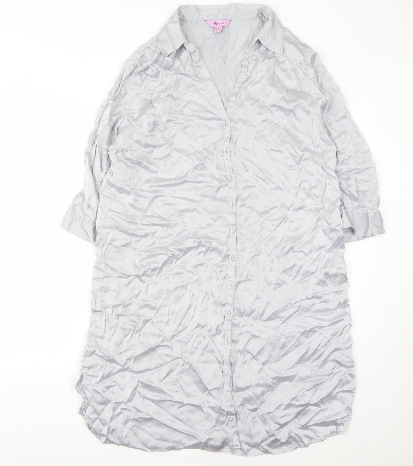 Monsoon Women's Grey Shirt Dress Size 18 Silk
