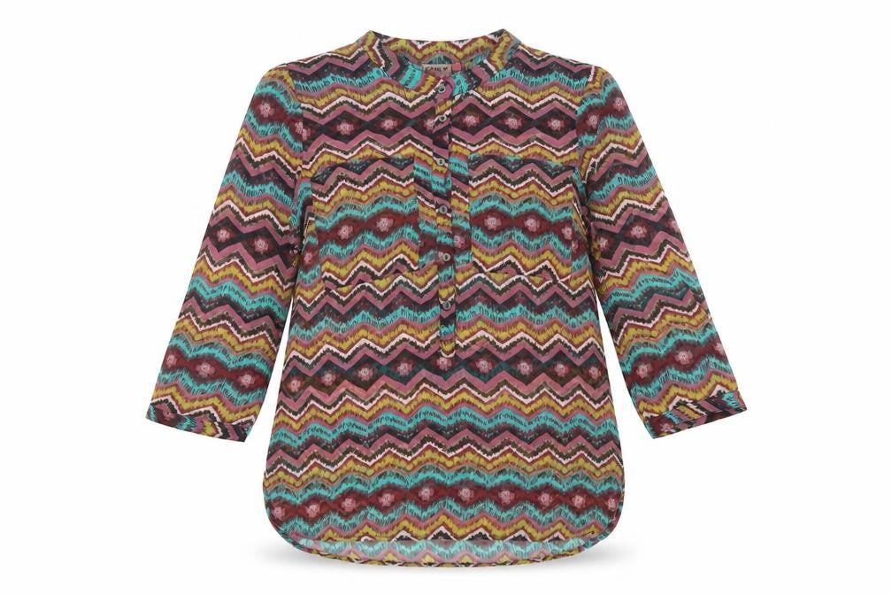 Front view of Only Women’s Multicoloured Geometric Blouse, size UK 8