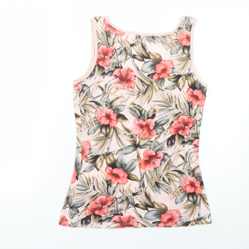Oasis Women's Pink Floral Tank, Size 6, Scoop Neck Summer Top