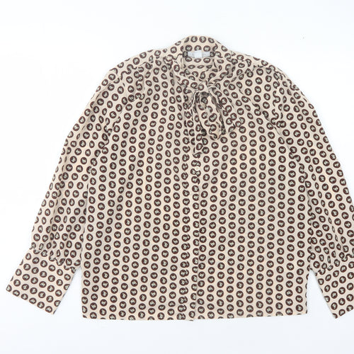 Topshop Women Beige Geometric Blouse Size 10