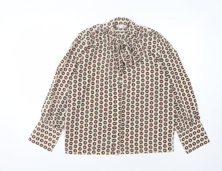 Topshop Women Beige Geometric Blouse Size 10