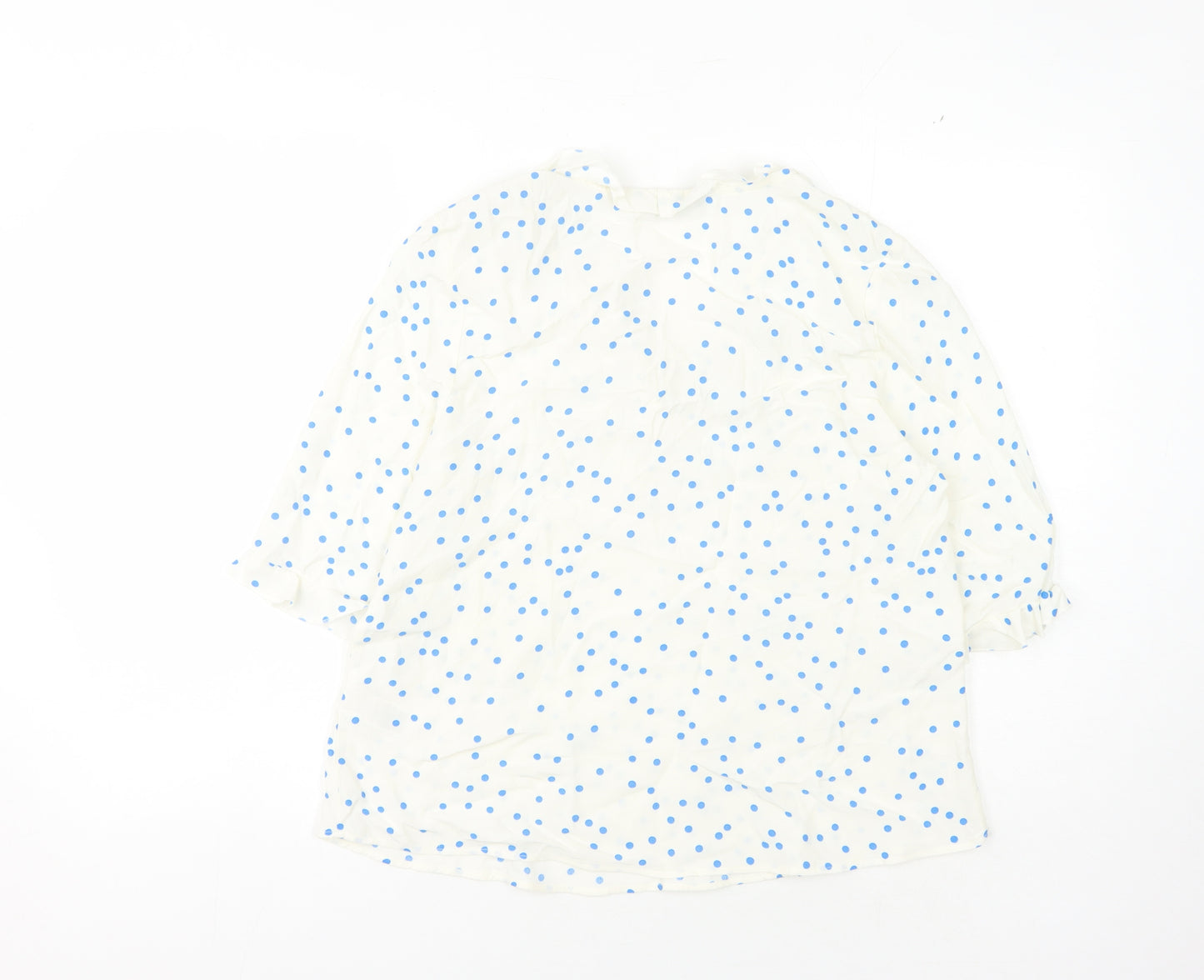 Marks and Spencer Women's White Polka Dot Blouse - Size 8