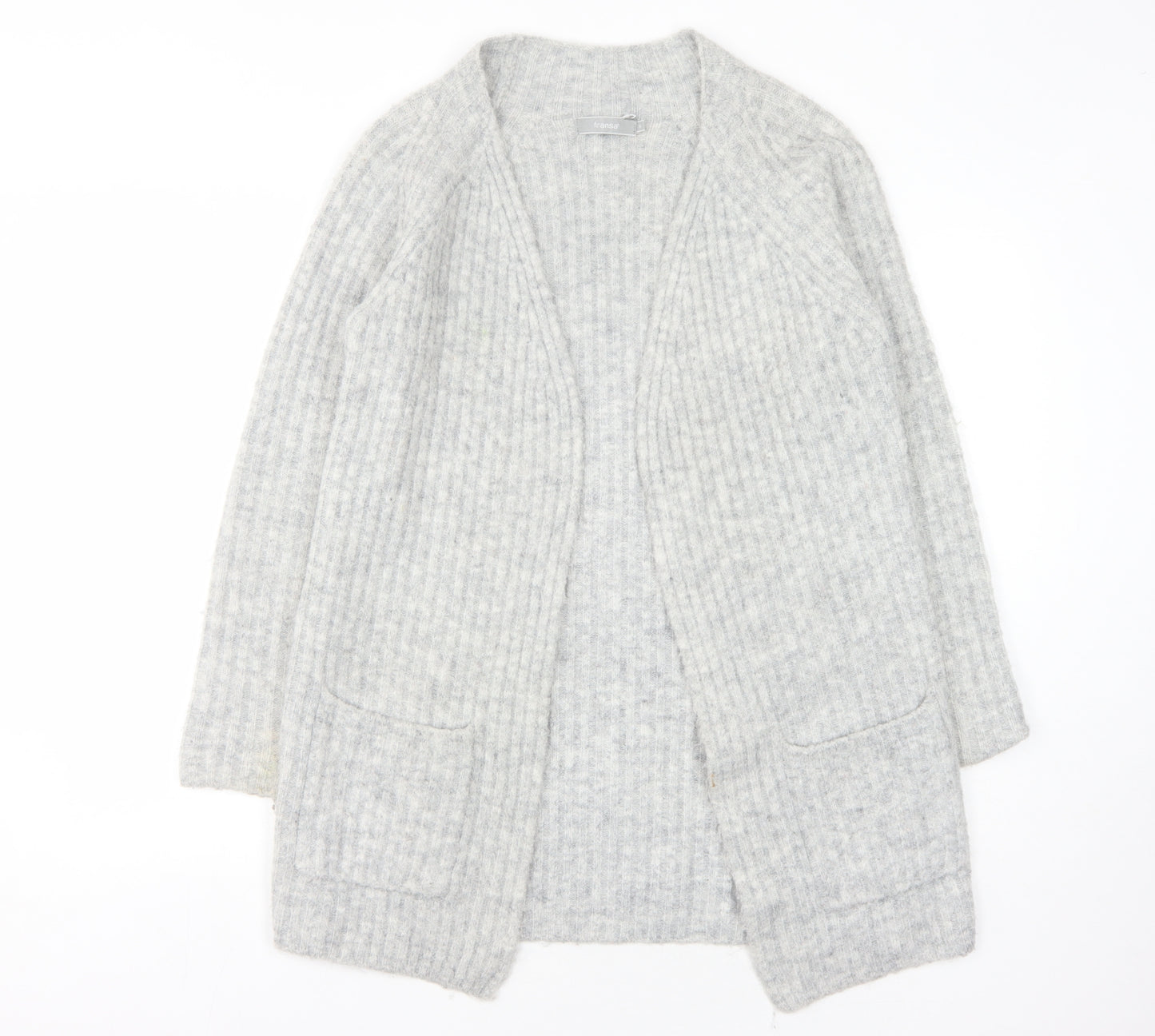 Fransa Women's Grey Chunky-Knit Cardigan, Size S