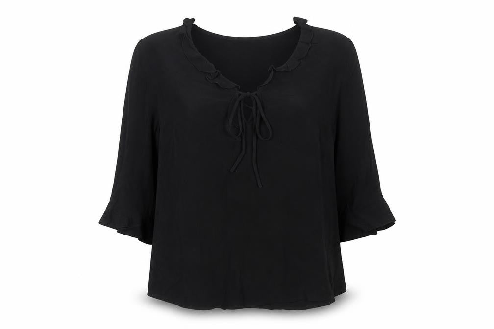 Front view of Marks & Spencer Women's Black Blouse, size 8, Casual, Viscose