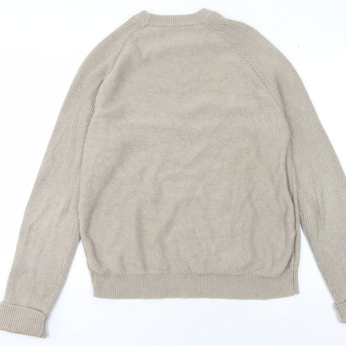 Mantaray Men's Beige Cable-Knit Pullover Jumper, M