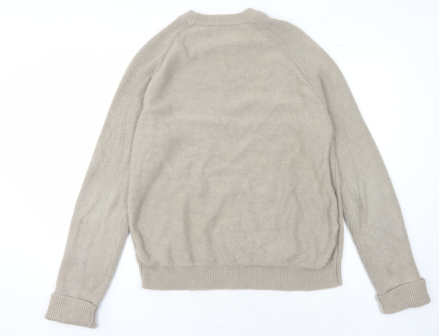 Mantaray Men's Beige Cable-Knit Pullover Jumper, M