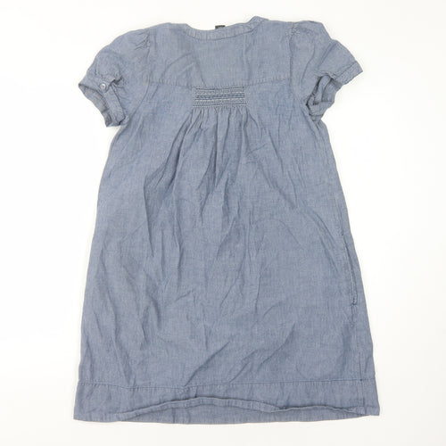 H&M Women's Blue Cotton V-Neck Dress Size 6