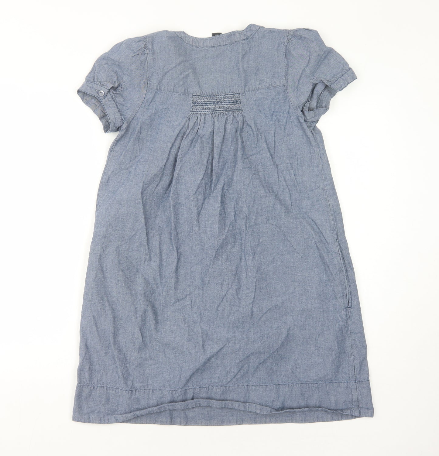 H&M Women's Blue Cotton V-Neck Dress Size 6