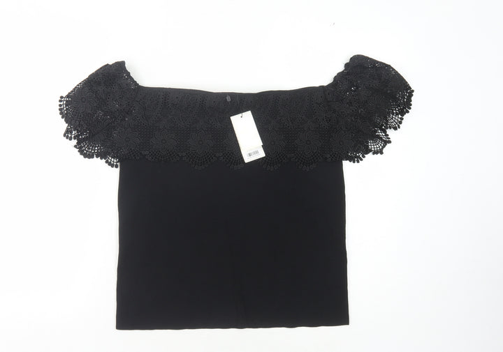 Lipsy Black Off-the-Shoulder Lace Women's Blouse Size 16