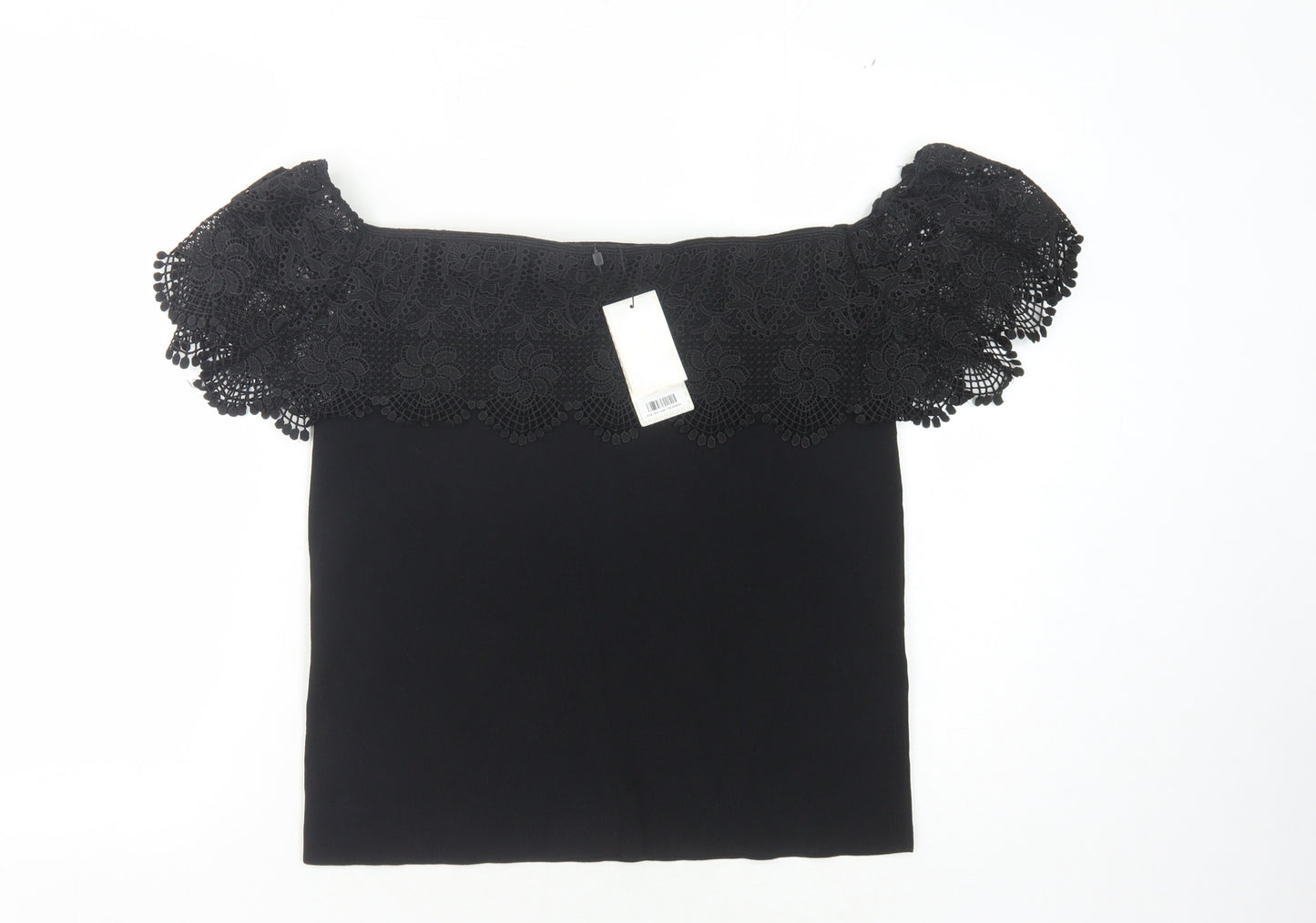 Lipsy Black Off-the-Shoulder Lace Women's Blouse Size 16