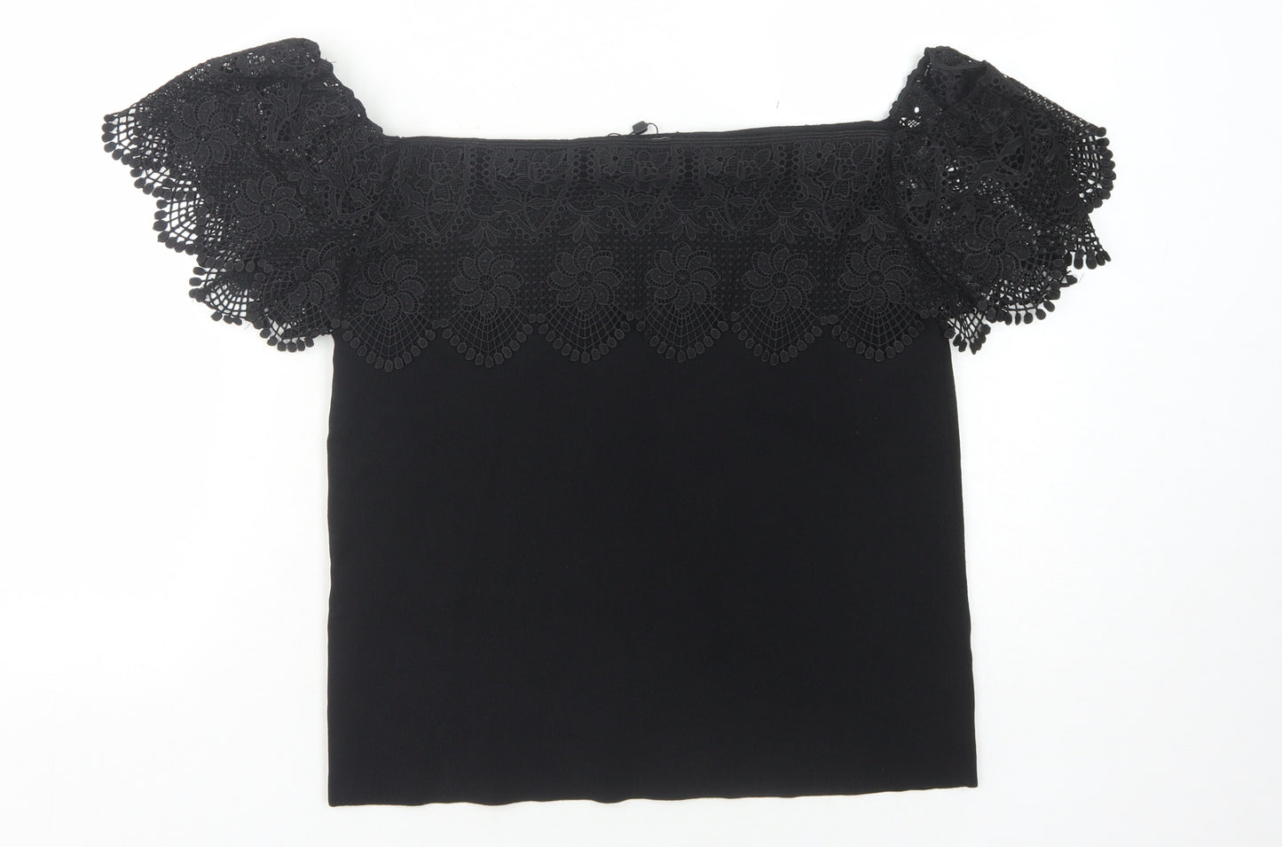 Lipsy Black Off-the-Shoulder Lace Women's Blouse Size 16