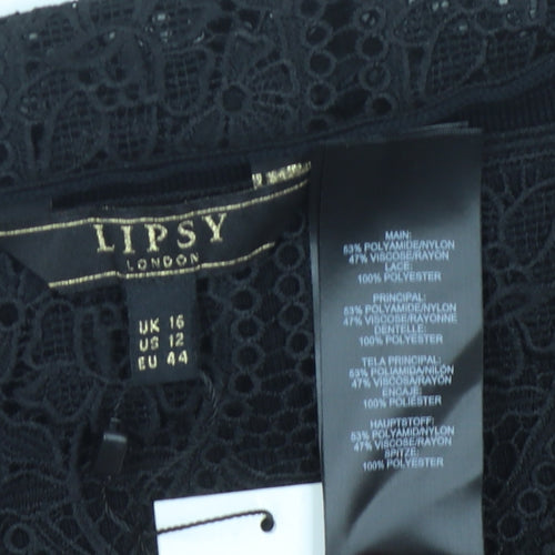 Lipsy Black Off-the-Shoulder Lace Women's Blouse Size 16