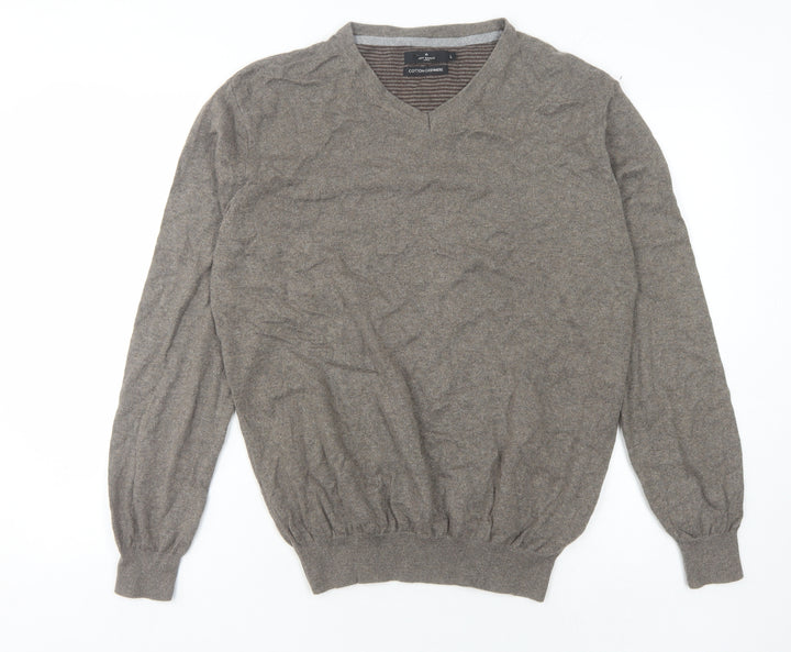 Jeff Banks Men's Brown V-Neck Knit Pullover L