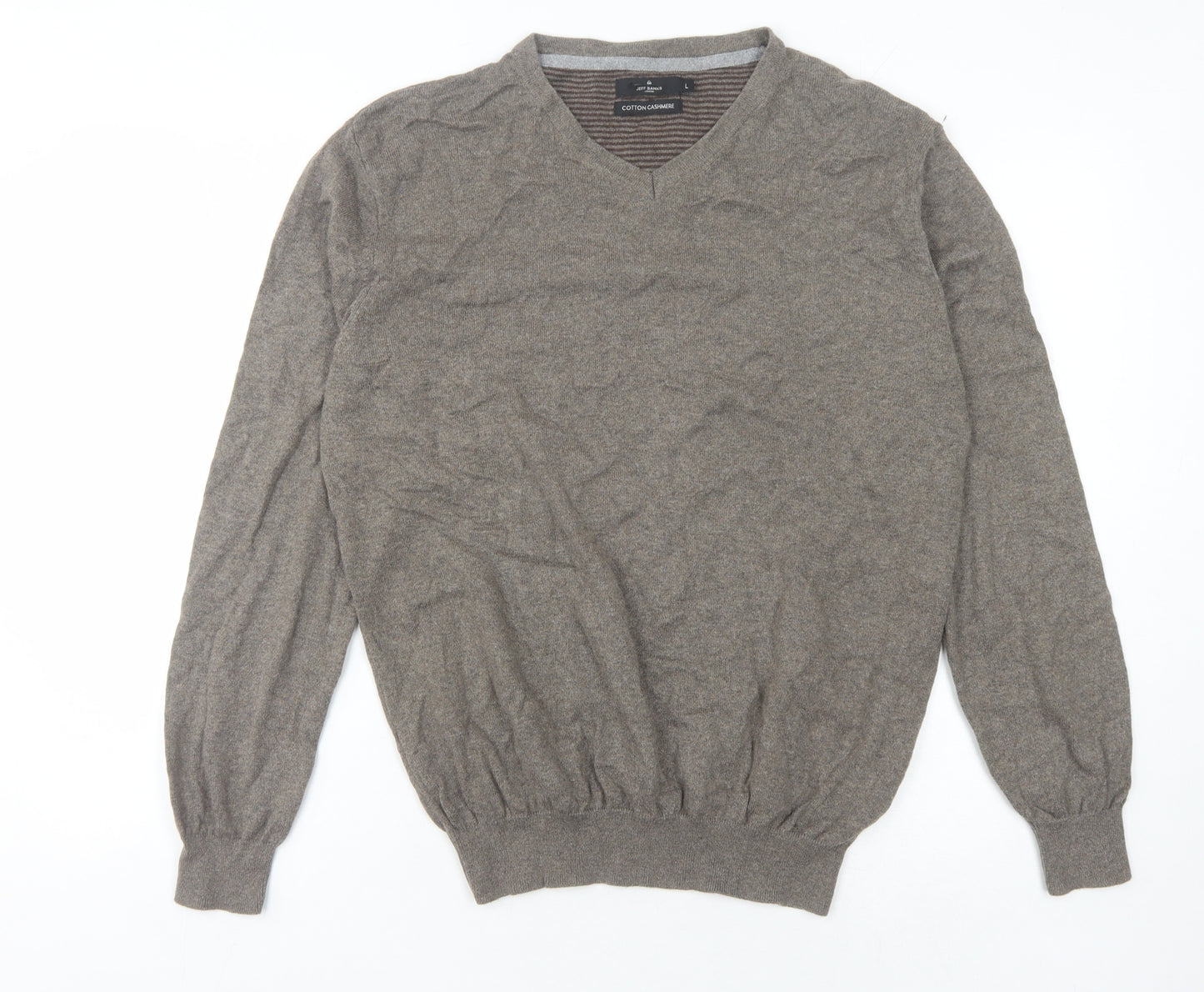 Jeff Banks Men's Brown V-Neck Knit Pullover L