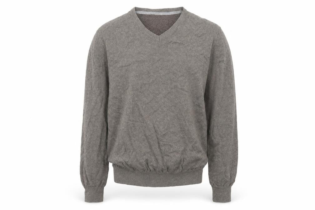 Front view of Jeff Banks Men's Brown V-Neck Knit Pullover L