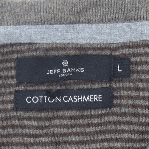 Jeff Banks Men's Brown V-Neck Knit Pullover L