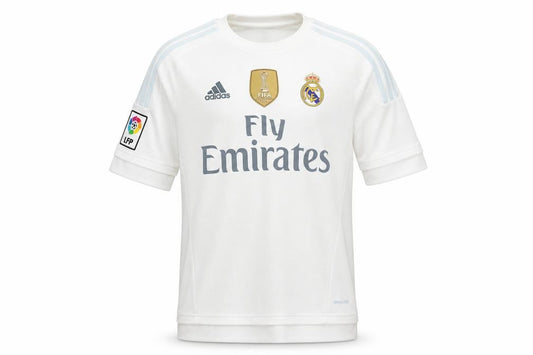 Front view of Adidas boys’ white football jersey - m, breathable, sports