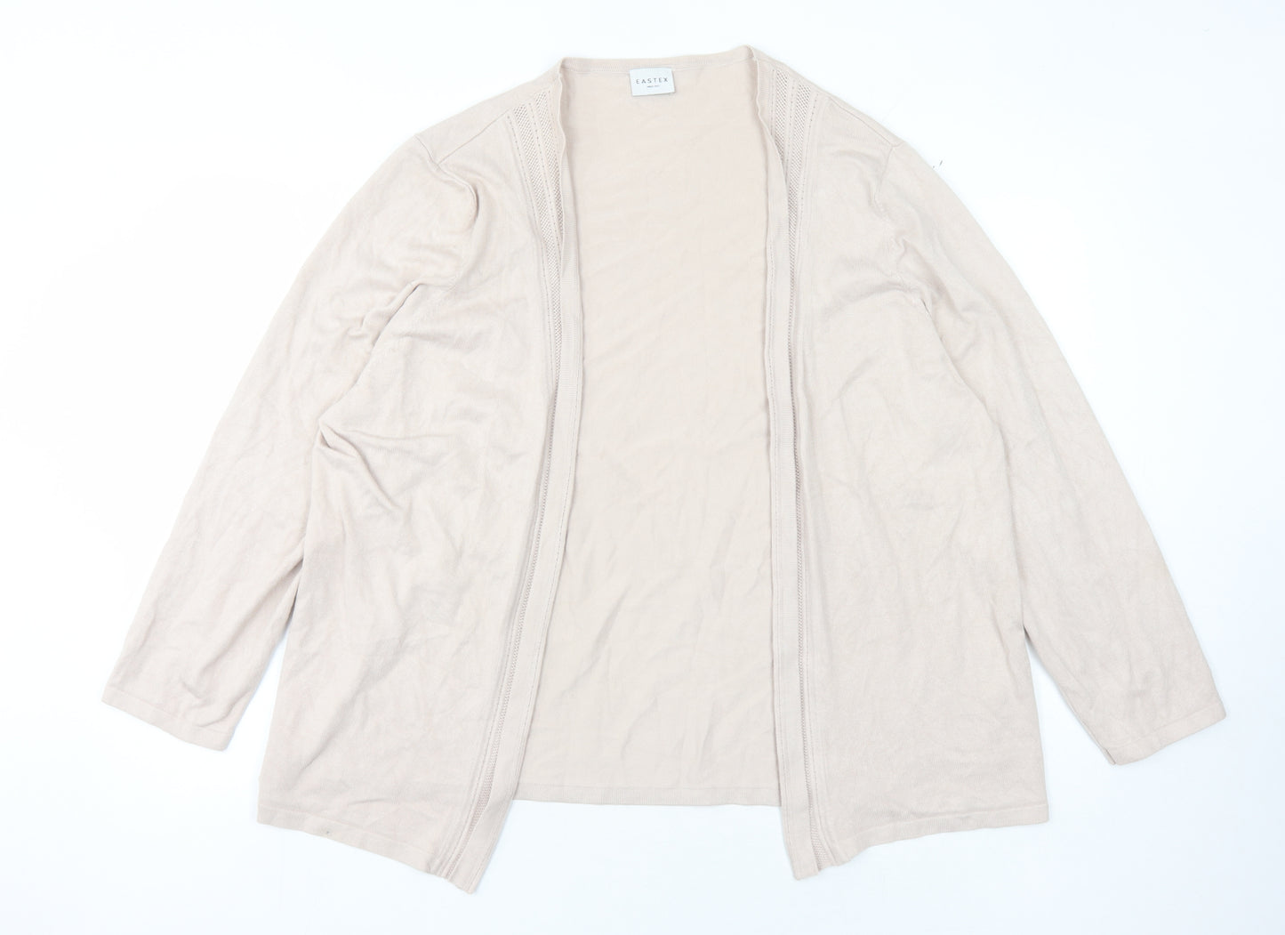 Eastex Women's Beige Open Front Cardigan Size 22, Long Sleeve