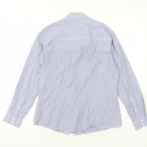 Cotton Traders Women Blue Stripe Button-Up Shirt Size 12