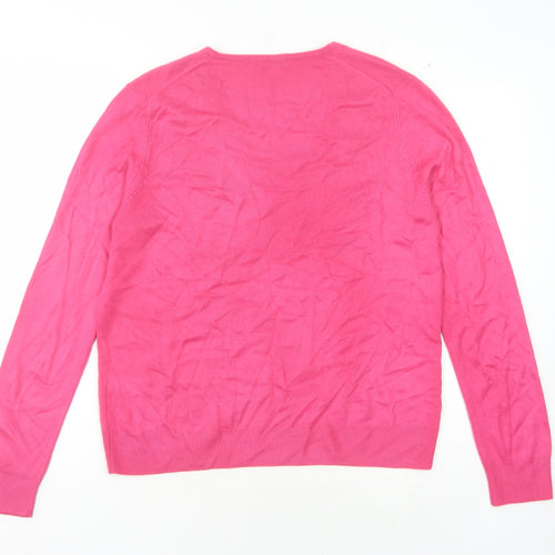Marks and Spencer Women's Pink V-Neck Jumper, Size 14