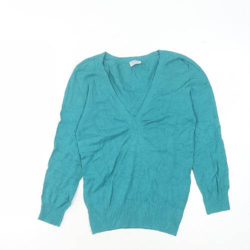 Oasis Women's Blue V-Neck Pullover Jumper Size 8