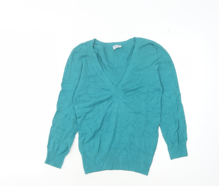 Oasis Women's Blue V-Neck Pullover Jumper Size 8